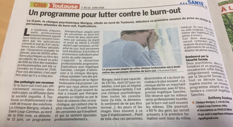 prise en charge de personnes atteintes de burn out